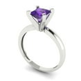 thumbnail image 1 of 1ct princess cut purple natural amethyst 18k white gold Bridal Wedding Engagement Promise Anniversary Ring for Women size 10.75, 1 of 7