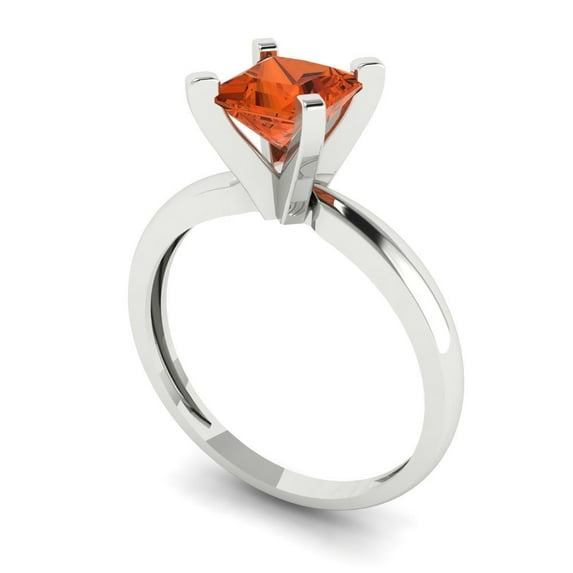 1ct princess cut red Zircon 14k white gold Bridal Wedding Engagement Promise Anniversary Ring for Women size 9.75