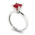 thumbnail image 1 of 1ct princess cut red ruby 18k white gold Bridal Wedding Engagement Promise Anniversary Ring for Women size 5.25, 1 of 7