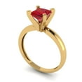 thumbnail image 1 of 1ct princess cut red ruby 18k yellow gold Bridal Wedding Engagement Promise Anniversary Ring for Women size 6.75, 1 of 7