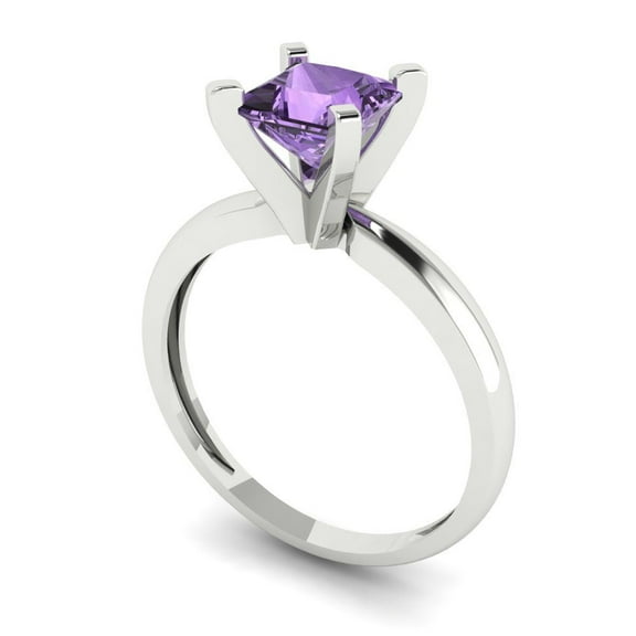 1ct princess cut alexandrite 14k white gold Bridal Wedding Engagement Promise Anniversary Ring for Women size 8