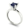 thumbnail image 1 of 1ct princess cut blue sapphire 18k white gold Bridal Wedding Engagement Promise Anniversary Ring for Women size 4.5, 1 of 7