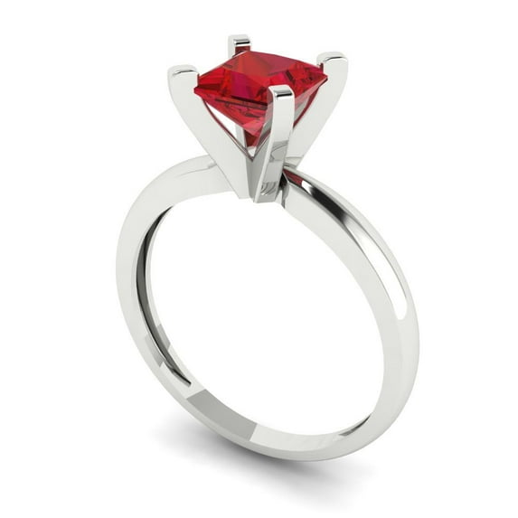 1ct princess cut tourmaline 14k white gold Bridal Wedding Engagement Promise Anniversary Ring for Women size 10.25