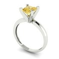 thumbnail image 1 of 1ct princess cut yellow moissanite 14k white gold Bridal Wedding Engagement Promise Anniversary Ring for Women size 5.5, 1 of 7