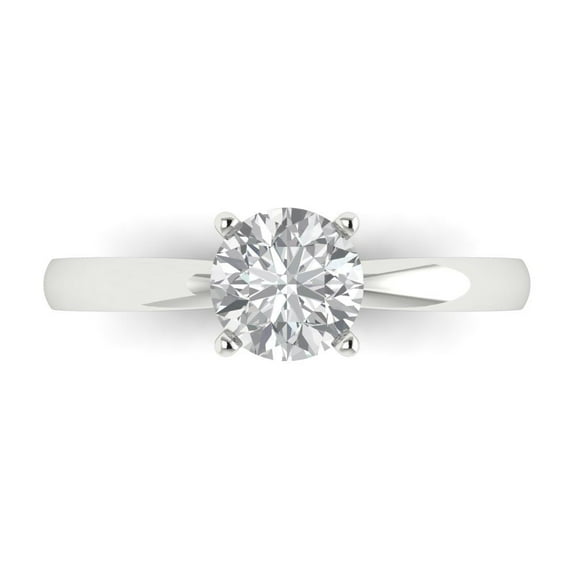 1 ctw Solitaire Anniversary Ring for Women | Round Cut White Sapphire | Hyperallergenic Solid 14K White Gold