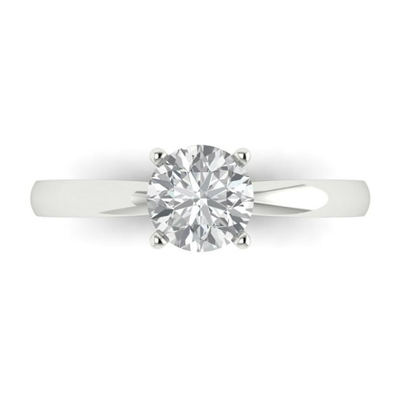 1 ctw Solitaire Anniversary Ring for Women | Round Cut White Sapphire | Hyperallergenic Solid 14K White Gold
