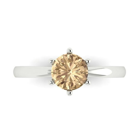 1 ctw Solitaire Anniversary Ring for Women | Round Cut Yellow Moissanite | Hyperallergenic Solid 18K White Gold