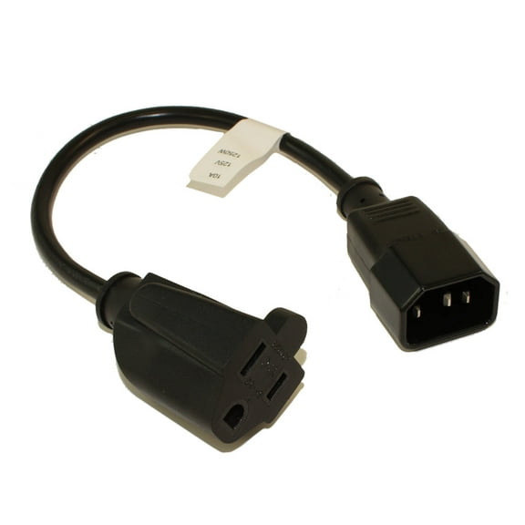 1ft Computer Power Cord (NEMA 5-15R to C14 Plug), 18AWG, Black