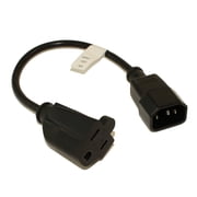 1ft Computer Power Cord NEMA 5-15R to C14 Plug, 18AWG, Black
