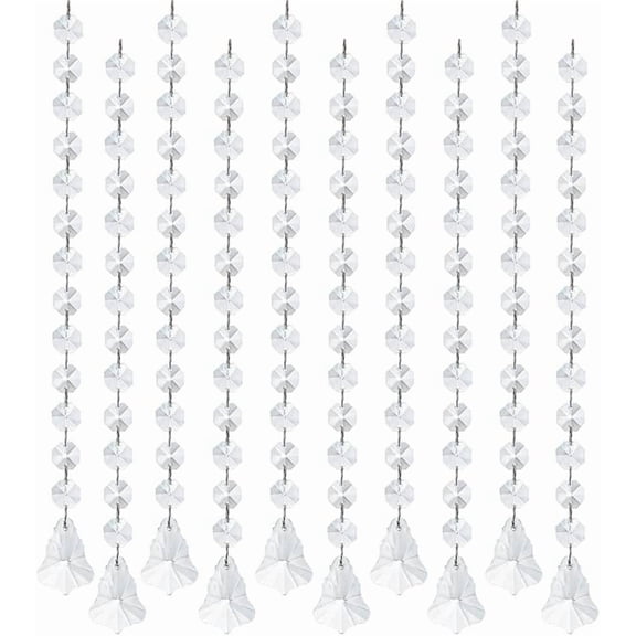 1ft Crystal Garland Strands,Hanging Chandelier Maple Leaf Crystals with 14mm Clear Octagon Chain Decorations for Christmas, Winter Party,Chandelier Centerpiece(10 Pack)