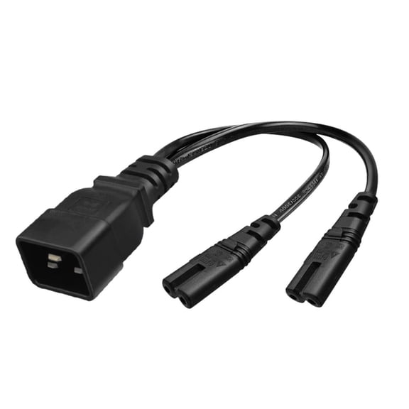 1ft IEC320 C20 to IEC320 C7+C7 Female AC-Power Extension Cable Adapter Cord