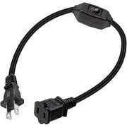 1ft Short US Power Extension Cord with On/Off Switch ,On Off Switch Extension Cord,2-Prong Polarized Extension Cord with Switch 10A/125V(Polarized w/Switch Black)