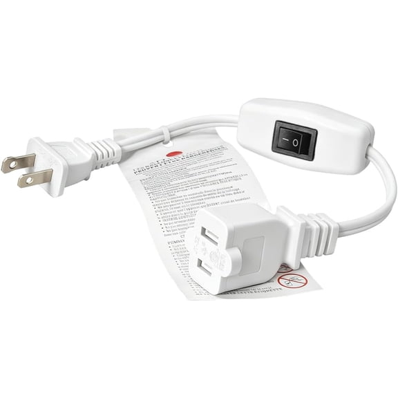 1ft White Short US Power Extension Cord with on Off Switch, US AC 2-Prong Male/Female Power Extension Cable, 2-Prong Polarized Extension Cord with Switch 10A/125V(Polarized w/Switch White)