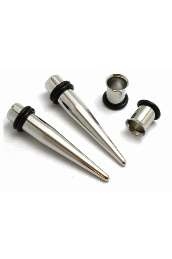 1g 1 gauge 7mm PAIR Steel Tapers AND Tunnels Ear Stretching Kit