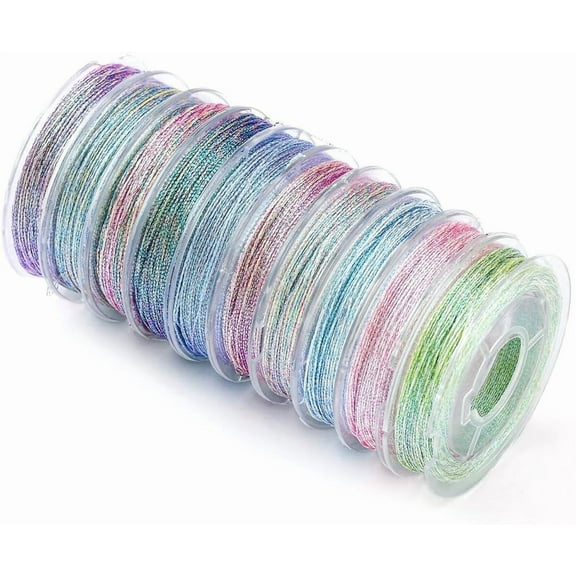 1group 10 rolls 3-Ply Metallic Polyester Threads Round for Embroidery and Jewelry Making Purple 0.3mm about 24 yards(22m)/roll 10 rolls/group