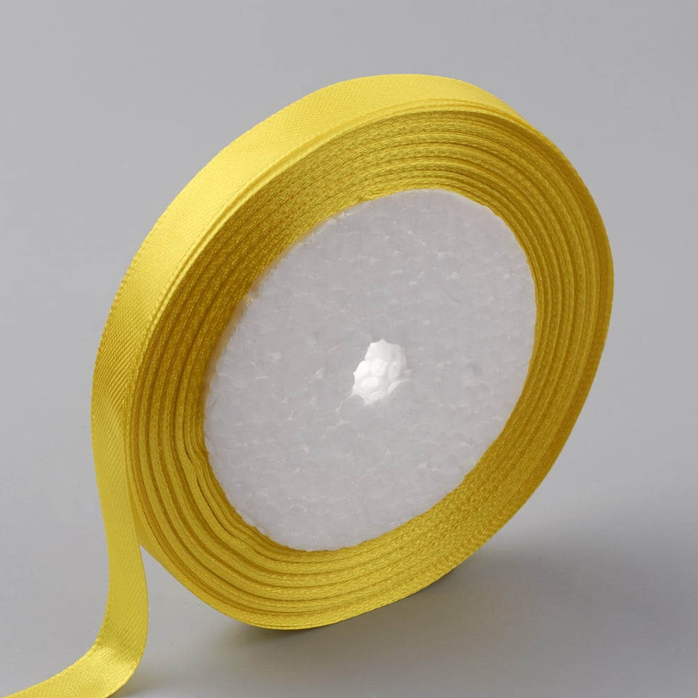 1group Single Face Satin Ribbon Polyester Ribbon Yellow 1/4 inch(6mm ...