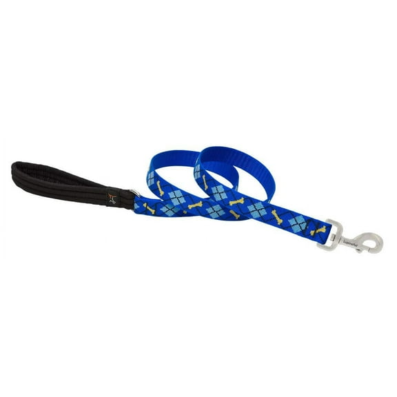 LupinePet Originals 1" Dapper Dog 6-Foot Padded Handle Leash for Medium and Larger Dogs