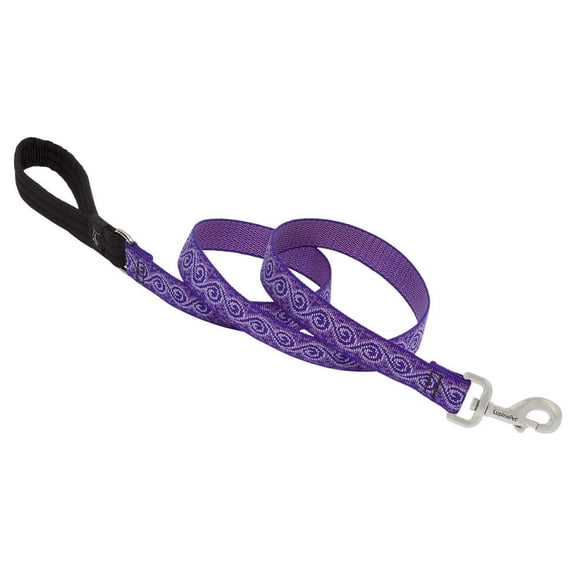 LupinePet Originals 1" Jelly Roll 4-Foot Padded Handle Leash for Medium and Larger Dogs
