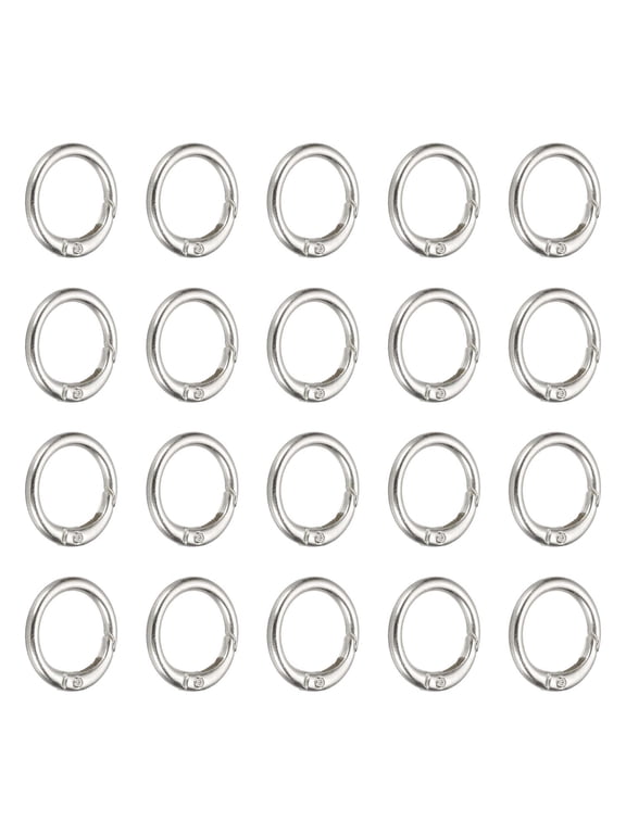 1in Spring O Ring, 50pcs O Ring Clip Keyring Clip Purse Clips Trigger Buckle Circle Metal Binder Snap Round for Handbags Straps Purse Shoulder Bag Hook Keychain, Silver