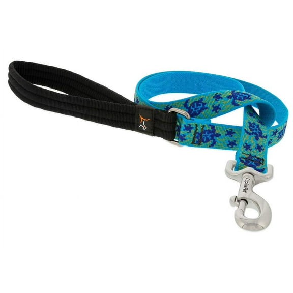 LupinePet Originals 1" Turtle Reef 4-Foot Padded Handle Leash for Medium and Larger Dogs