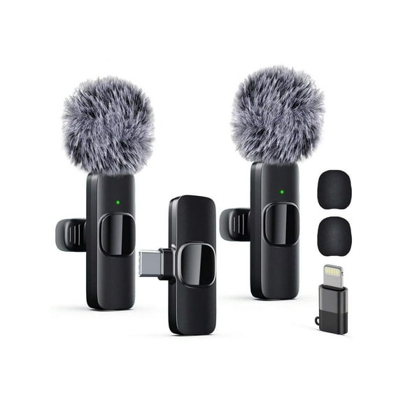 1in2 Wireless Lavalier Microphone for iPhone iPad, Mini Lapel Mic with Noise Cancellation for Recording, Interviews, Podcasts, Vlogging, Live Stream, Plug & Play.
