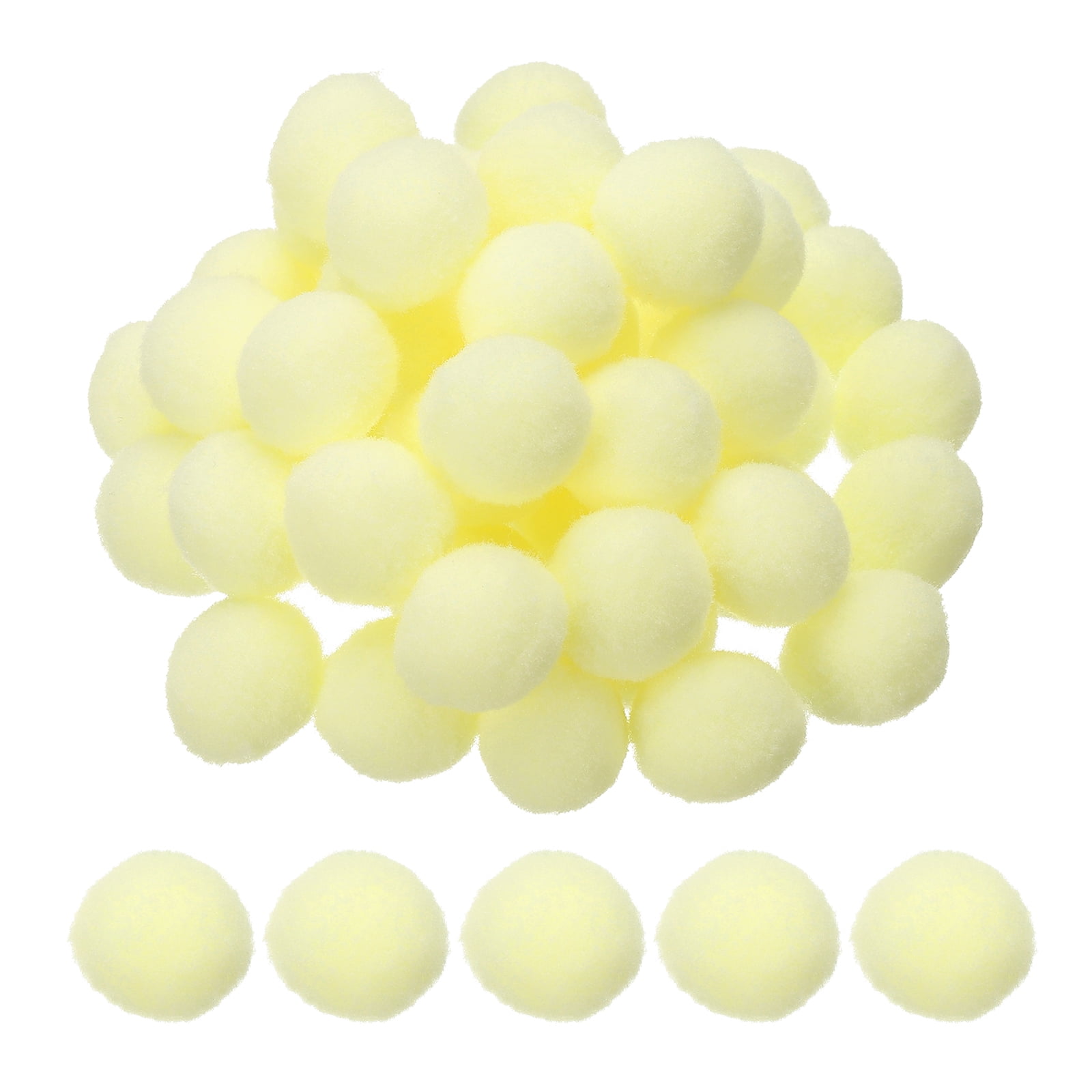 1inch Pom Poms for Crafts, 500pcs Pompoms for Crafts Puff Balls Bulk Fuzzy Balls for Hats Christmas Art DIY, Light Yellow