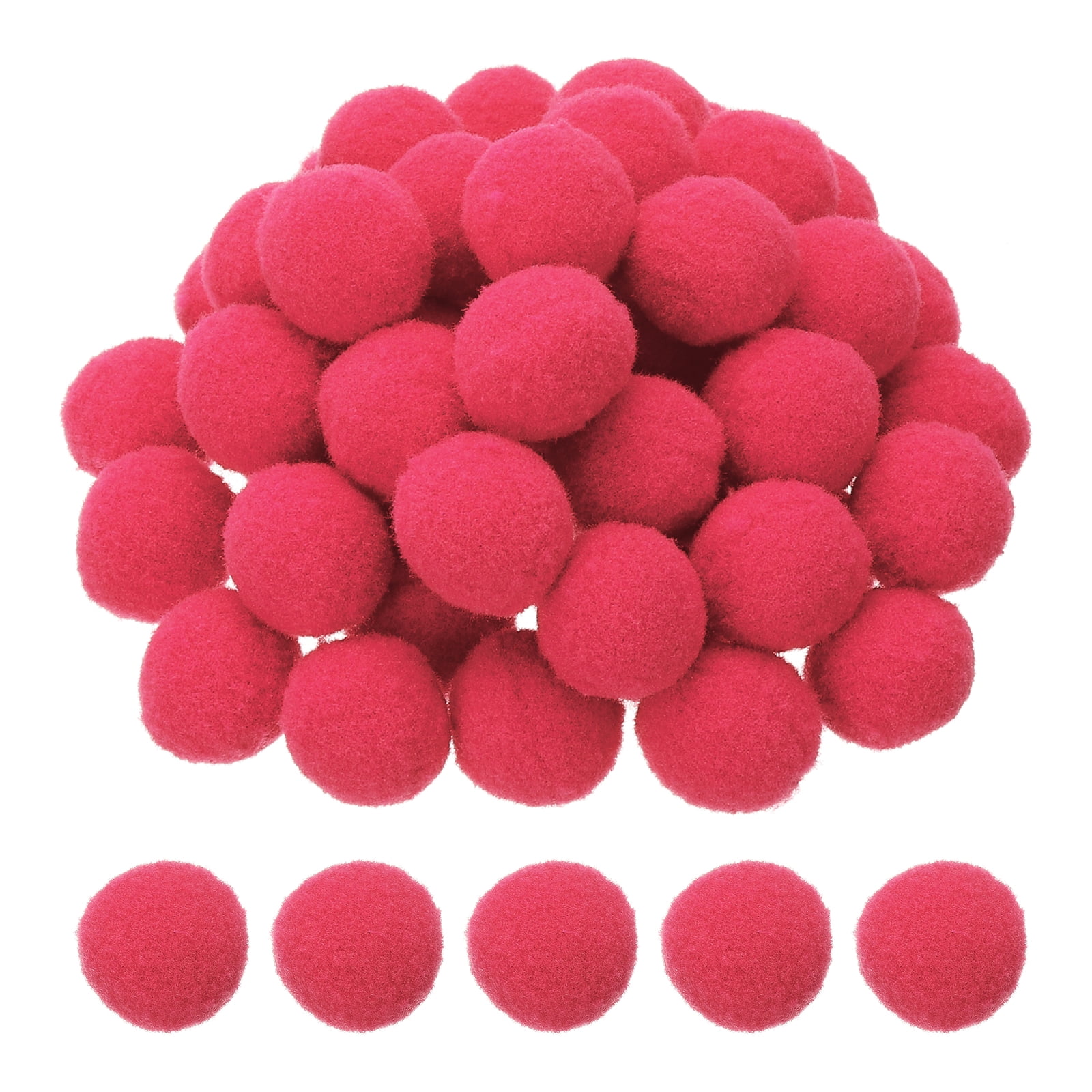 1inch Pom Poms for Crafts, 500pcs Pompoms for Crafts Puff Balls Bulk Fuzzy Balls for Hats Christmas Art DIY, Rose Red