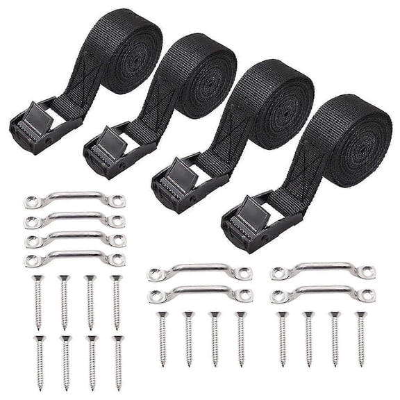 1inch X 4ft Battery Tie Down Strap Kit With Stainless Steel Cam Buckle, Bracket And Screws For Boat