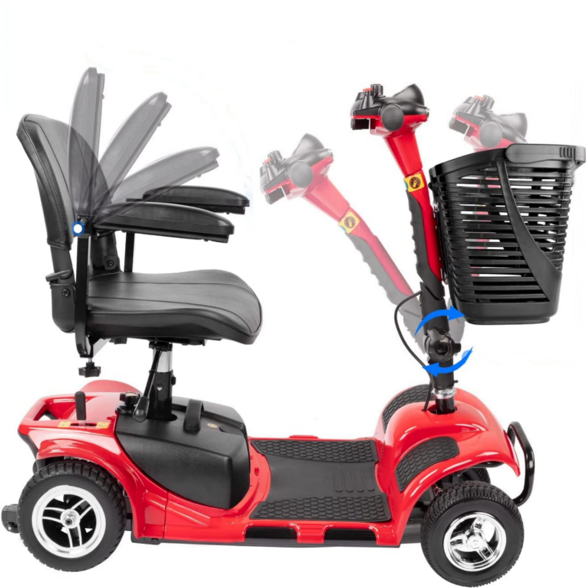 1inchome 4 Wheel Mobility Scooter for Seniors, Folding Electric Powered Wheelchair Device for Adults, Elderly, Gift for Elderly, Red - image 1 of 10