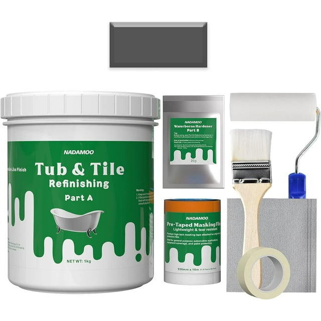 1kg   35 Oz Tub And Tile Refinishing Kit With Tools, Dark Gray Diy 