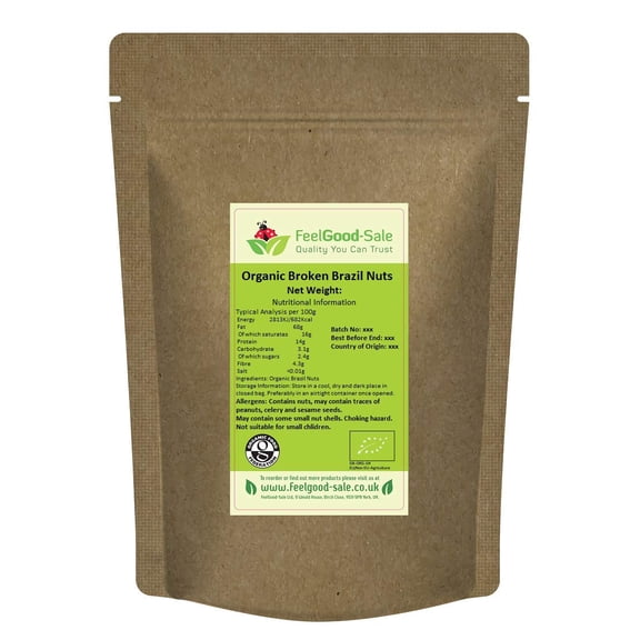 1kg Organic Brazil Nuts Broken/Halves, Low-GI Good For Snacking, Smoothies, Baking & Cooking, Gluten-Free, Keto & Vegan-Friendly, Rich in Protein & Vitamins & Fibre