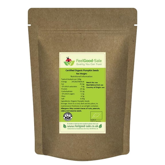 1kg Organic Pumpkin Seeds , Certified, Raw, Natural (1kg), Low-GI Good for Snacking, Smoothies, Baking & Cooking, Gluten-Free, Keto & Vegan-Friendly, Rich in Protein & Vitamins & Fibre