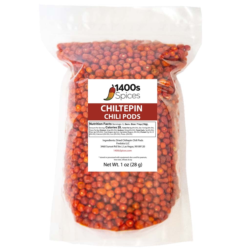 1lb Dried Chiltepin Peppers, Chile Tepin by 1400s Spices