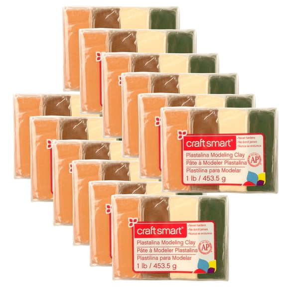 Craft Smart 1lb. Earth Colors Plastalina Modeling Clay - Clay for Sculpting, Modeling, Claymation, School Projects, Arts & Crafts - Bulk 12 Pack