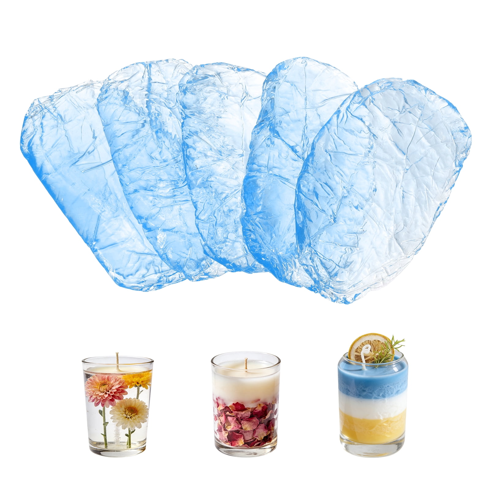1lb Gel Wax for Candle Making, High Transparency Gel Wax Melts Candles Making Supplies for DIY Handmade Candle Decorative Material Supplies, Blue,5pcs