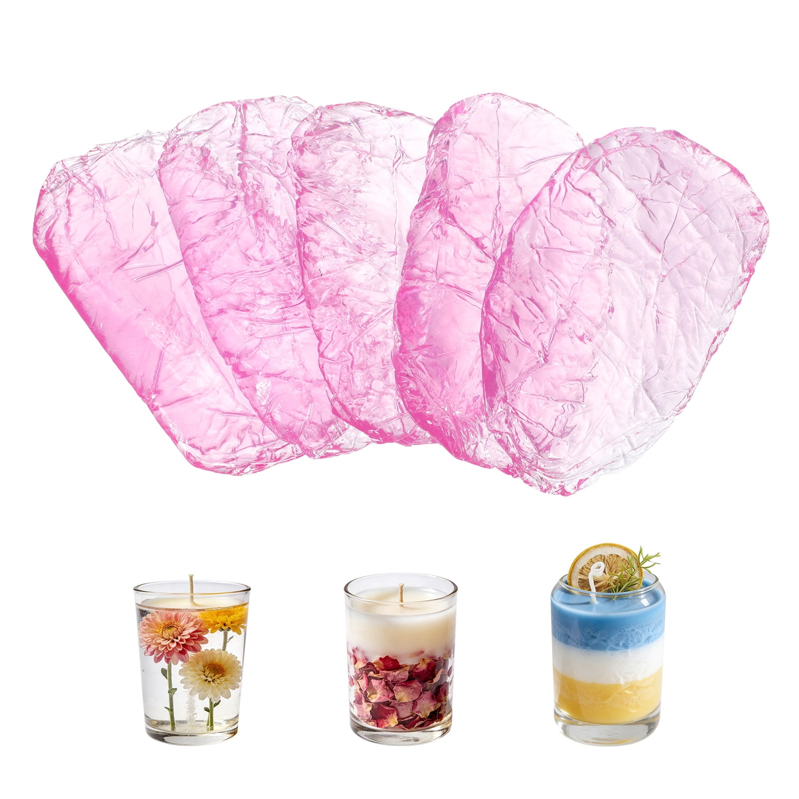 1lb Gel Wax for Candle Making, High Transparency Gel Wax Melts Candles Making Supplies for DIY Handmade Candle Decorative Material Supplies, Pink,5pcs