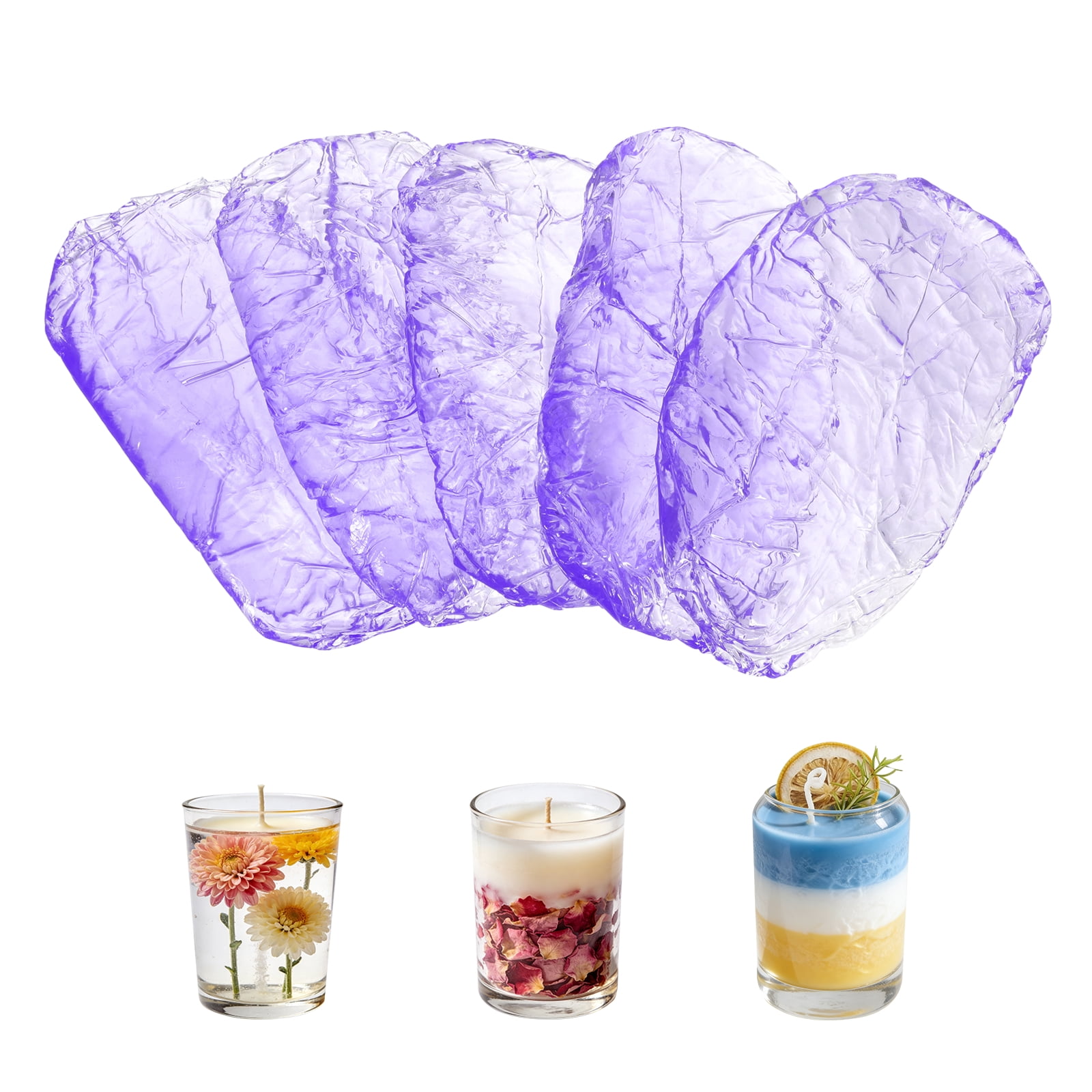 1lb Gel Wax for Candle Making, High Transparency Gel Wax Melts Candles Making Supplies for DIY Handmade Candle Decorative Material Supplies, Purple,5pcs