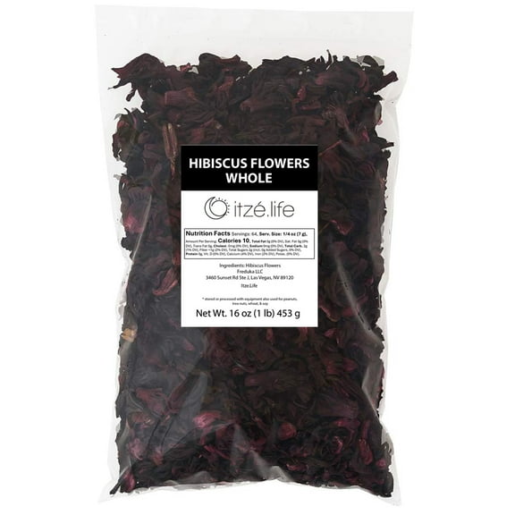Itzé.Life Hibiscus Flowers Whole Soft for Tea 1lb