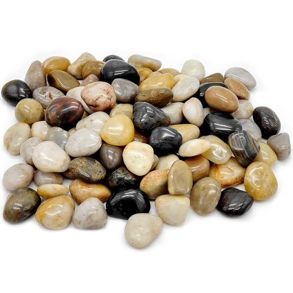 1lb Polished Pebbles for Plants,Gardens, Dcor, Landscaping, Succulent, Terrarium, Decorative Rocks-Natural Stone Pebbles,Smooth Mixed Color Pebbles Gravel,Outdoor Decorative Stones