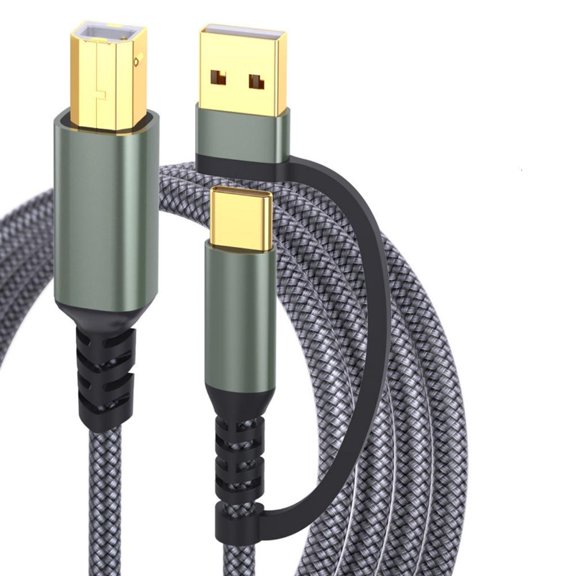 1m/2m/3.0m/5m Printer Cable USB & Type C to USB B Data Cord for Connecting Printers Scanners to Laptops or Computers