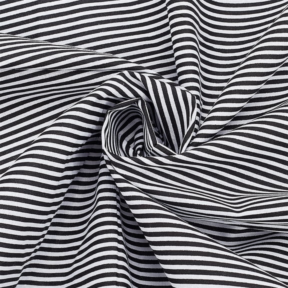 1m Cotton Fabric Rectangle with Strip Pattern Black 160cm