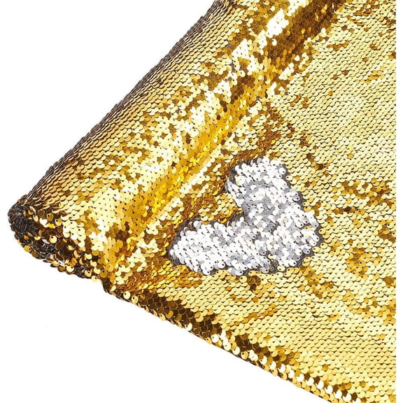 1m PVC Reversible Sequin Fabric for Dress Performance Stage Gold 1500~1520x0.7mm