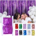 thumbnail image 1 of 1m x 1m Shimmer Foil Curtain Backdrop, Metallic Rain Streamer for Birthday and Wedding Party Photo Displays, 1 of 8