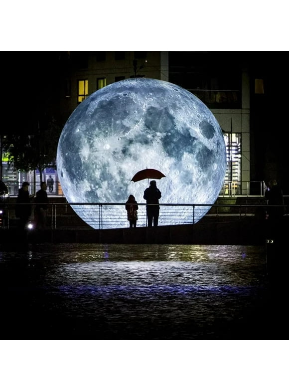 1m40in Blow Up Giant Inflatable Moon Ball With Built In LED Lights And Air Pump Airtight PVC Planet Balloon For Festival Decoration