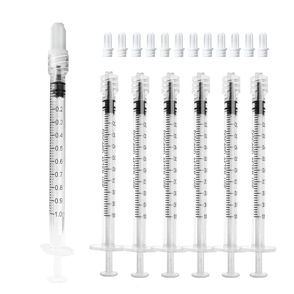 1mL Luer Lock Syringe (No Needle) - Sterile, Individually Wrapped - Pack of 30, Accurate Liquid Measurement, Leak-Proof Design