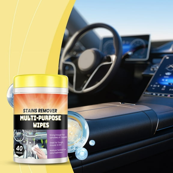 1ml Automotive Interior Cleaning Wipes – Portable Stain & Oil Remover, Brightens and Cleans Car Interior, Easy-to-Use Car Wipes for Dashboard, Seats, and More