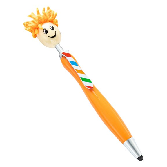 1ml Cute Plush Doll Head Ballpoint Pen, With Printable Logo Three Cartoon Screen Pen Pen