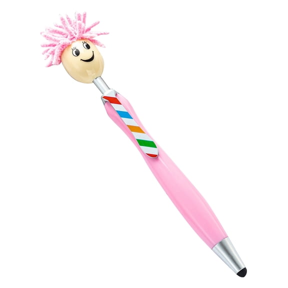 1ml Cute Plush Doll Head Ballpoint Pen, With Printable Logo Three Cartoon Screen Pen Pen