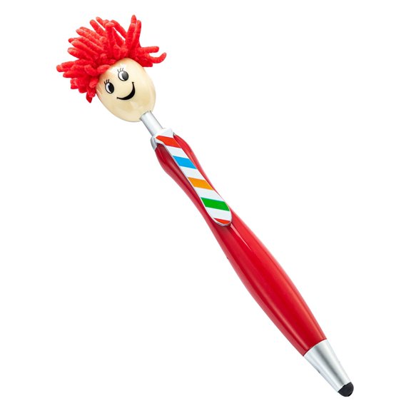 1ml Cute Plush Doll Head Ballpoint Pen, With Printable Logo Three Cartoon Screen Pen Pen