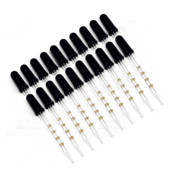 1ml Graduated 24/pack Glass Dropper Pipette with Rubber Cap Medicine Essential Oils Eye